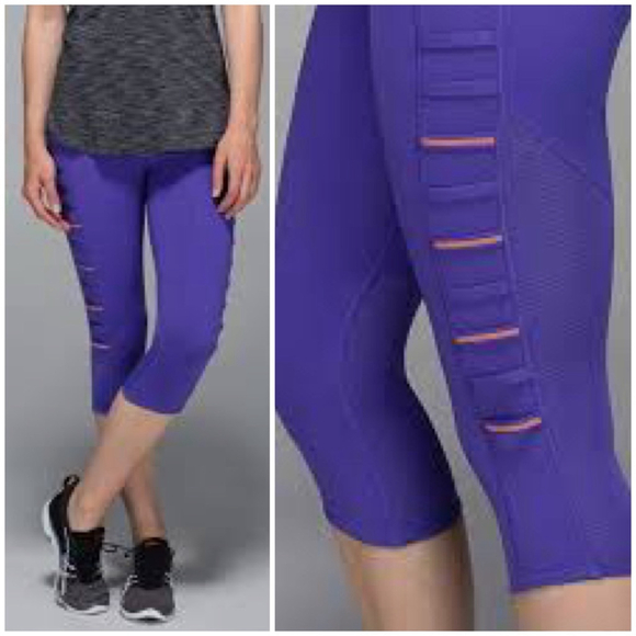 Lululemon Pants - Lululemon Womans Leggings Purple Orange Workout Capris US 6